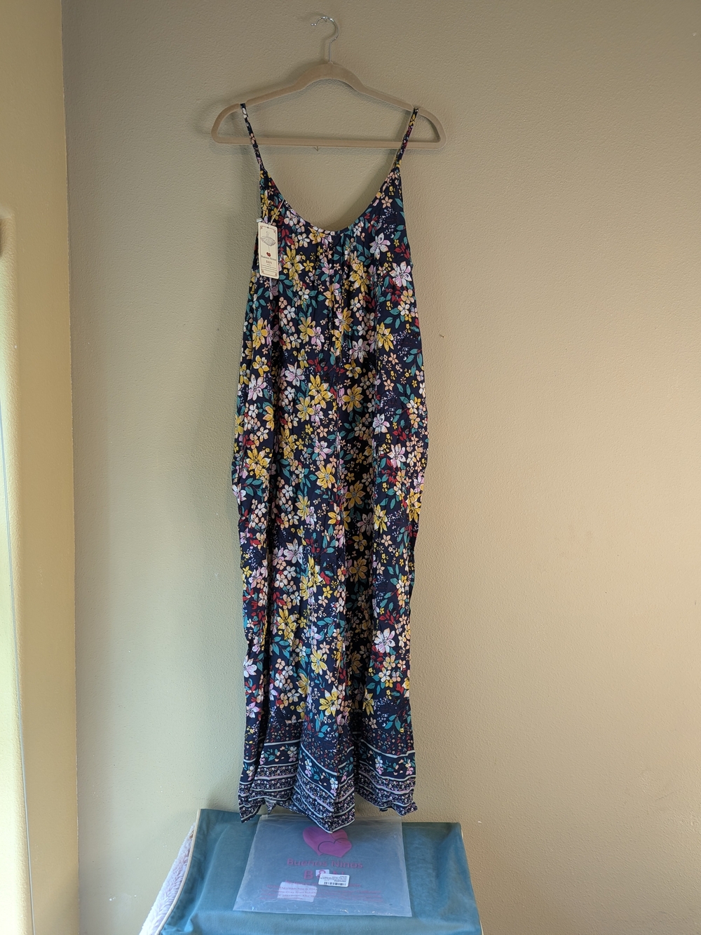 Navy Floral Spaghetti-Strap Maxi Jumpsuit